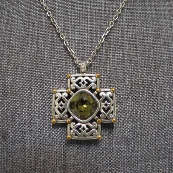 Brighton Deauville Silver and Gold Cross Necklace - Picture 3 of 8